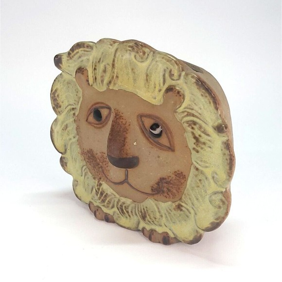 5" Lisa Larson Pottery Lion Afrika Small Vase Figure & Wall Pocket LL mark - Picture 3 of 14